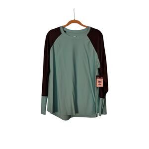 Free Tech Women's Long Sleeve Rash Guard Swim Top Plus Size 2X Aqua Grey NEW